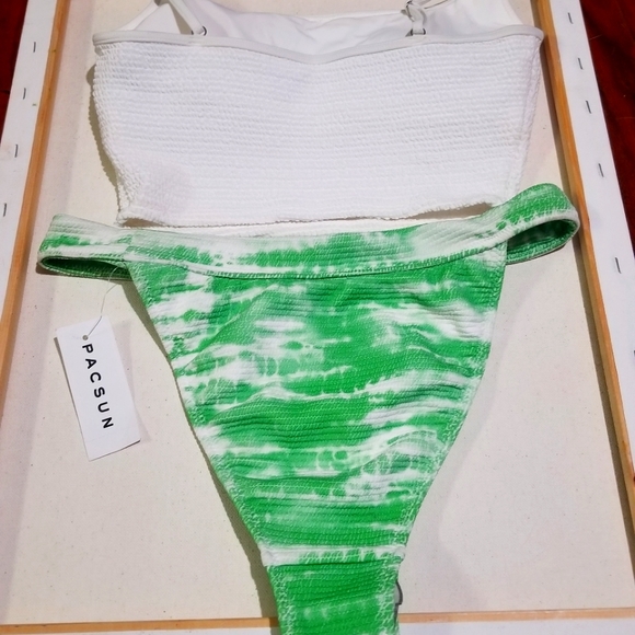 Pacsun - Bikini, Size - Small, Color - white top with white and green bottom. - Picture 3 of 7